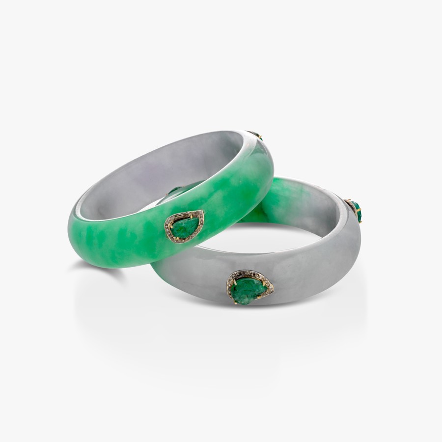 Bracciale Rigido In Giada Naturale Verde Scuro - Portafortuna In Scatola Regalo (Ø 54-63 Mm) - 2